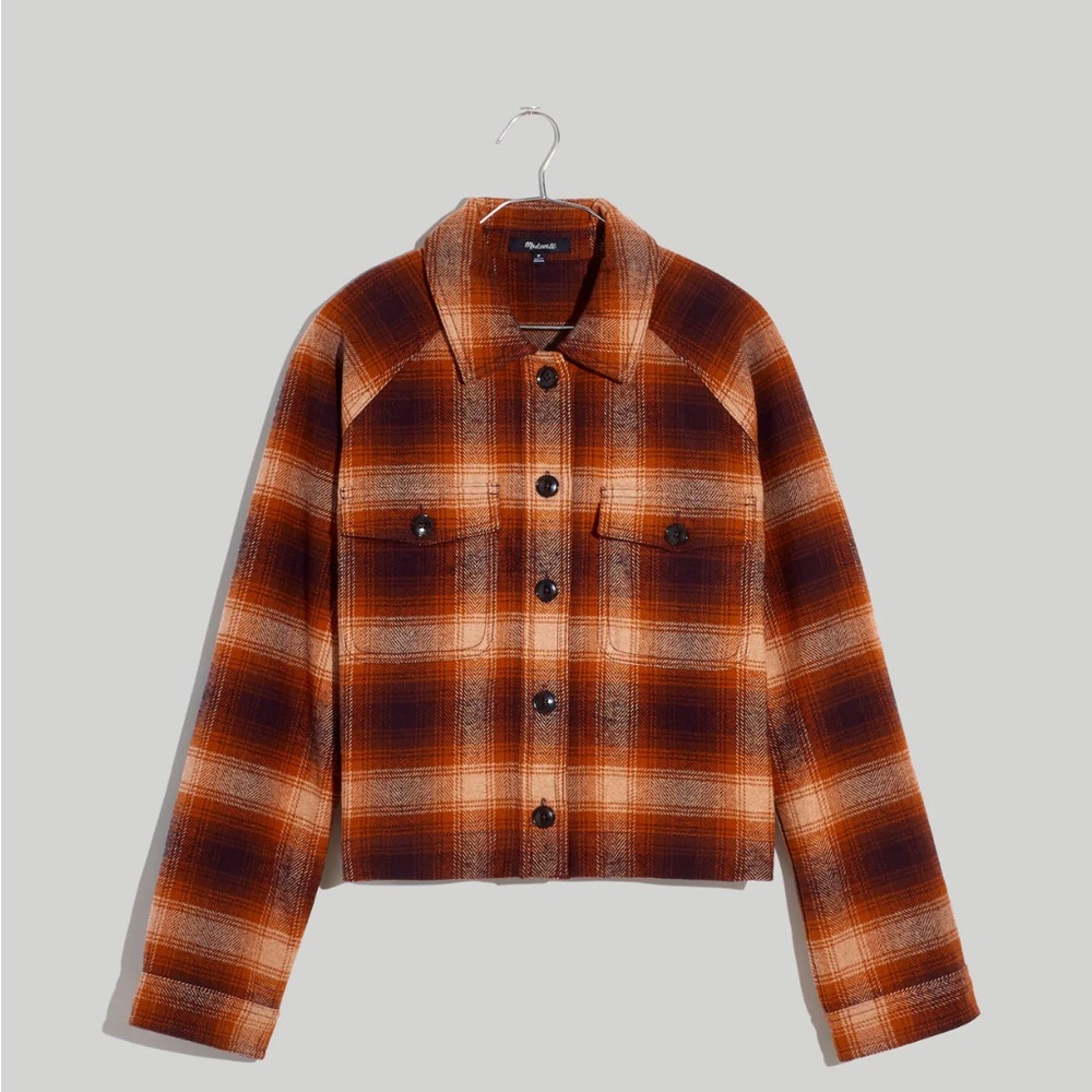 Madewell | Flannel Crop Shirt-Jacket in Plaid | XXL